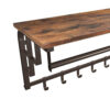 26 Inch Industrial Metal Frame Wall Mount Coat Rack, 5 Hooks, 1 Shelf, Rustic Brown, Black