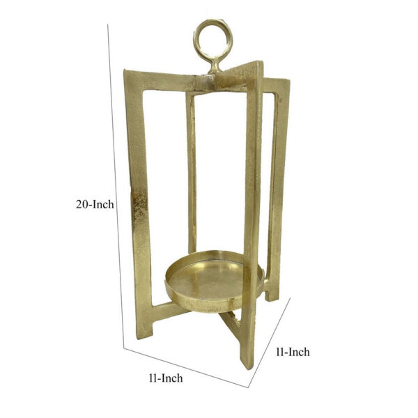 Siana Lantern Candle Holder, 20 Inch Classic Gold Finished Metal Frame