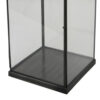 Laila Lantern, Black Metal, Glass Panels, Square Base, 20 Inch Tall