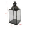 Laila Lantern, Black Metal, Glass Panels, Square Base, 20 Inch Tall