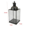 Laila Lantern, Black Metal, Glass Panels, Square Base, 18 Inch Tall