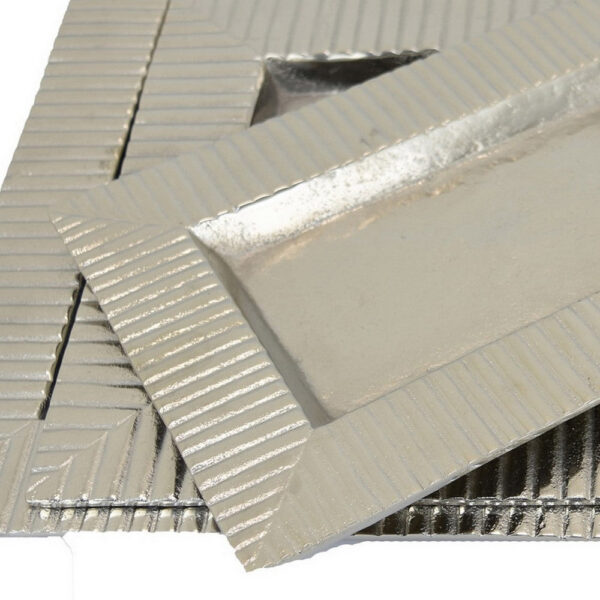 Nancy Tray Set of 3, Wavy Edges, Silver Metal Frames, Rectangular
