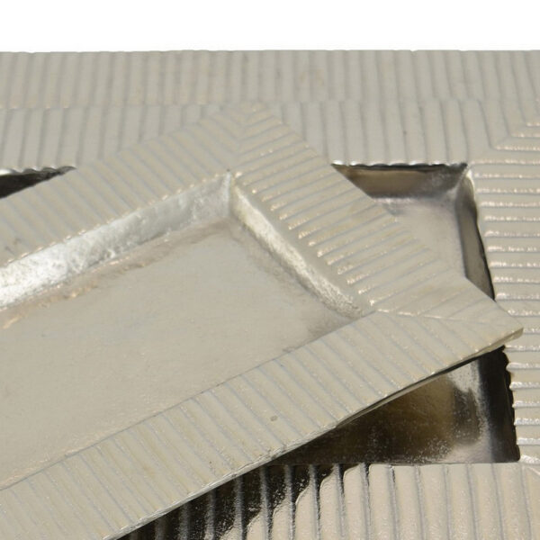 Nancy Tray Set of 3, Wavy Edges, Silver Metal Frames, Rectangular