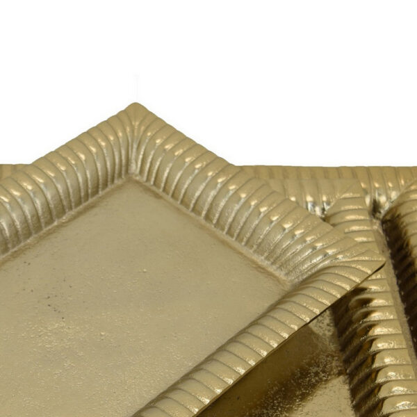 Nancy Tray Set of 3, Wavy Edges, Golden Metal Frames, Rectangular