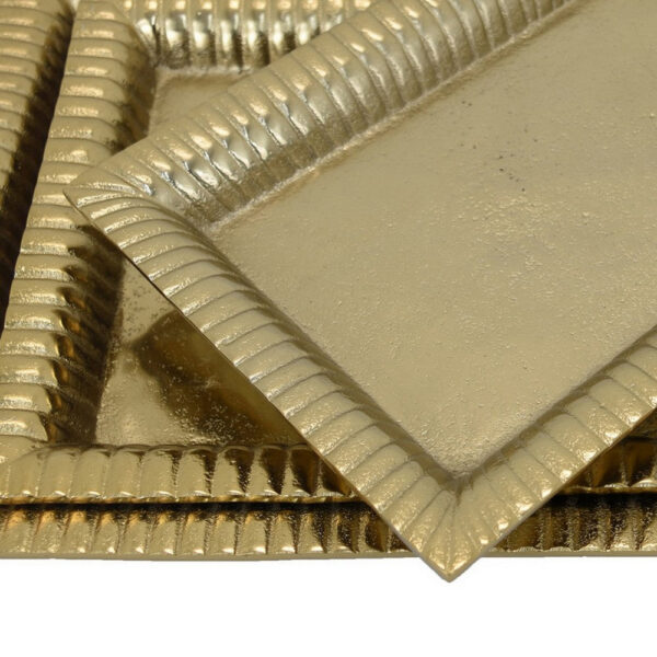 Nancy Tray Set of 3, Wavy Edges, Golden Metal Frames, Rectangular