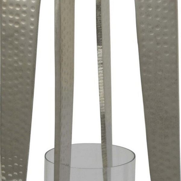 Brie Candle Holder Lantern, 27 Inch, Silver Metal Frame, Glass Shade