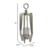 Brie Candle Holder Lantern, 27 Inch, Silver Metal Frame, Glass Shade