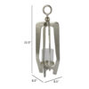 Brie Candle Holder Lantern, 23 Inch, Silver Metal Frame, Glass Shade