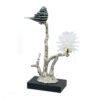 Sue 15 Inch Accent Decor Figurine, Bird on a Branch, Flower, Black, Silver