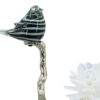 Sue 15 Inch Accent Decor Figurine, Bird on a Branch, Flower, Black, Silver