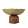 Roe 8 Inch Small Acacia Wood Table Bowl, Steel, Decorative, Gold and Brown