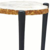 18 Inch Side Table, Agate Stone Top, Aluminum Tri Legs, Modern, White