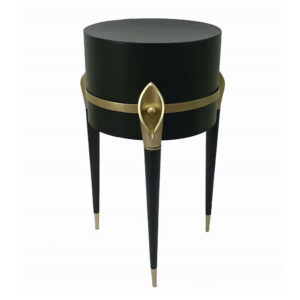 22 Inch Planter on Stand, Lily Design, Modern, Iron Legs, Brass, Black