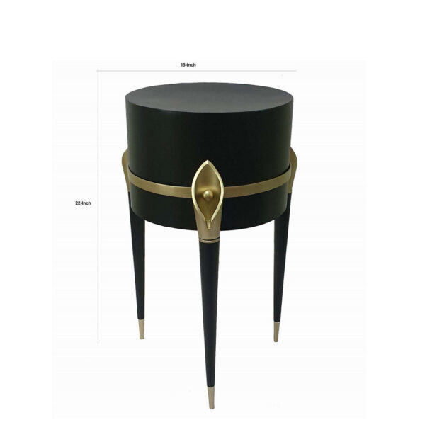 22 Inch Planter on Stand, Lily Design, Modern, Iron Legs, Brass, Black