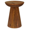 Ureo Round Accent Side Table, Cone Pedestal Base, Brown Mango Wood