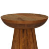 Ureo Round Accent Side Table, Cone Pedestal Base, Brown Mango Wood