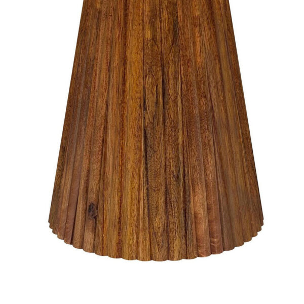 Ureo Round Accent Side Table, Cone Pedestal Base, Brown Mango Wood