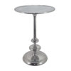 23 Inch Modern Aluminum Side Table, Round Tabletop and Base, Carved, Silver