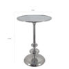 23 Inch Modern Aluminum Side Table, Round Tabletop and Base, Carved, Silver
