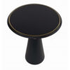 22 Inch Round Mango Wood Side Table, Smooth Brass Accents, Black Finish