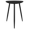 Deso Side End Table, 20 Inch Triangular Black Mango Wood, Metal Legs