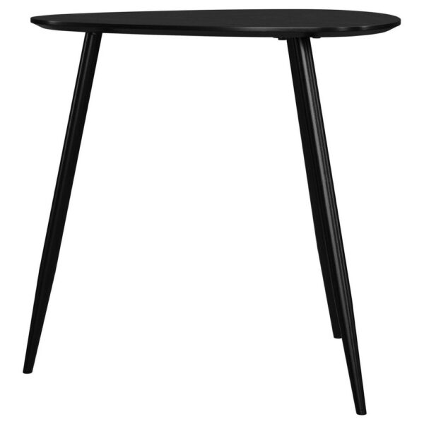 Deso Side End Table, 20 Inch Triangular Black Mango Wood, Metal Legs