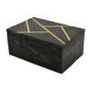 Axel Decorative Storage Box, Gold Geometric Inlay, Black Marble 9 Inch