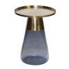 Palio Plant Stand Table, Round Gold Metal Top, Blue Glass Tapered Base