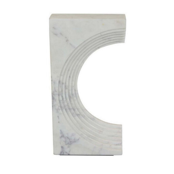 Keveny Tabletop Decor, C Arch Sculpture Texture White Marble, 13 Inch