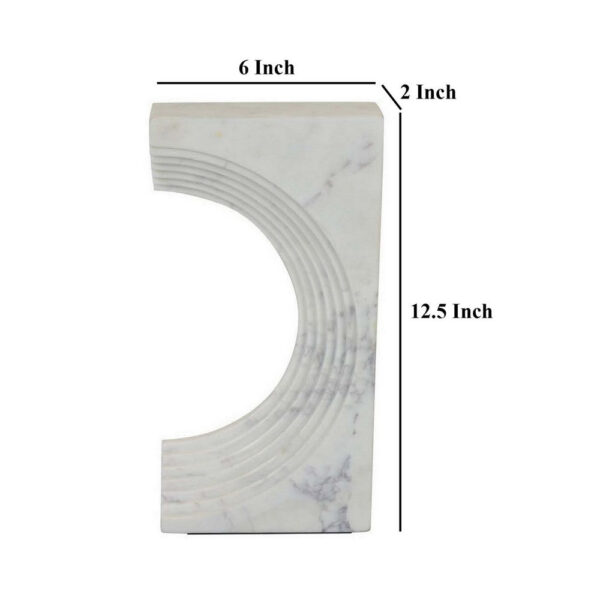 Keveny Tabletop Decor, C Arch Sculpture Texture White Marble, 13 Inch