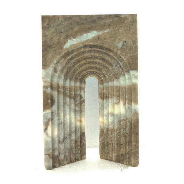 Keveny Tabletop Decor, Arch Sculpture Textured Brown Marble, 11 Inch