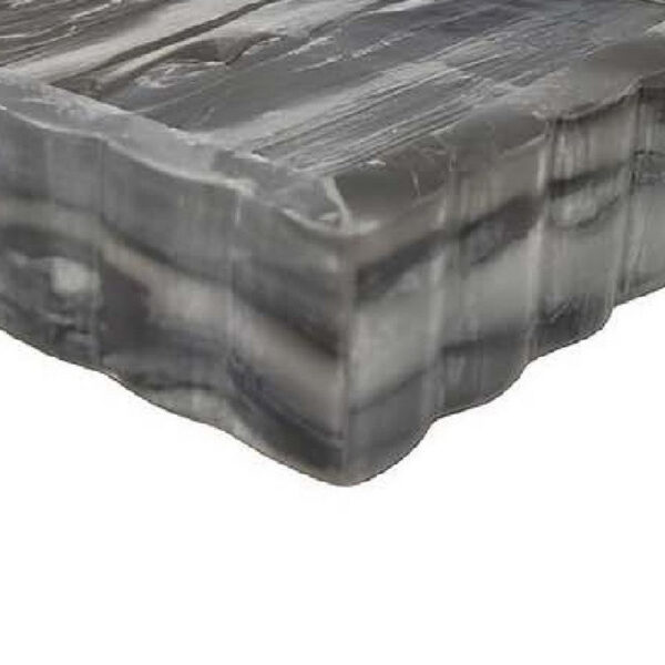 Myla Decorative Marble Tray, Subtle Gray Scalloped Edges, 14 Inch