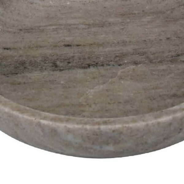 Decorative Bowl, Gray Marble, Natural Veining Patterns, 10 Inch Round
