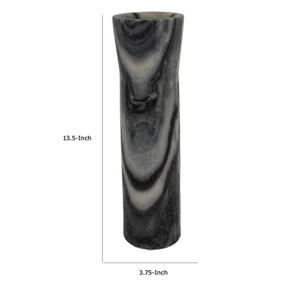 Danny Tall Accent Vase, Natural Stone Pattern Gray Marble 14 Inch