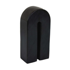 Modern Decorative Arch Sculpture in Matte Black Solid Marble, 8 Inch