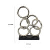 Abstract Interlinked Ring Sculpture w Black Base, 15 Inch Silver Metal