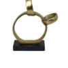 Lo Abstract Interlinked Ring Sculpture, Solid Black Base, Gold Metal