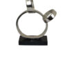 Lo Abstract Interlinked Ring Sculpture, Solid Black Base, Silver Metal