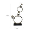 Lo Abstract Interlinked Ring Sculpture, Solid Black Base, Silver Metal
