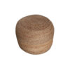 Poby Round Ottoman Pouf, 19 Inch Natural Brown Jute Fiber