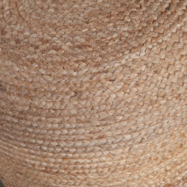 Poby Round Ottoman Pouf, 19 Inch Natural Brown Jute Fiber