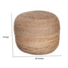 Poby Round Ottoman Pouf, 19 Inch Natural Brown Jute Fiber