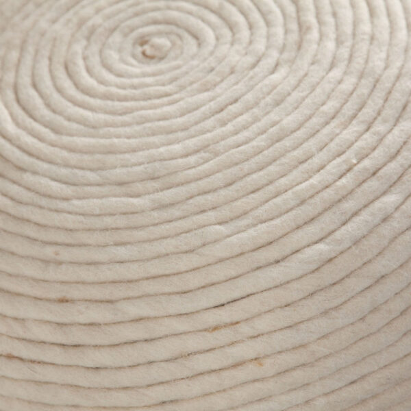 Poby Accent Pouf, 19 Inch Round, Dyed Ivory Wool Body