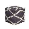 Poby Accent Pouf, 19 Inch Square Body, White and Gray Zig Zag Pattern