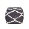 Poby Accent Pouf, 19 Inch Square Body, White and Gray Zig Zag Pattern