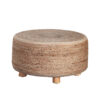 Accent Stool, 25 Inch, Round Natural Brown Jute Seat, Wood Legs