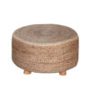 Accent Stool, 25 Inch, Round Natural Brown Jute Seat, Wood Legs