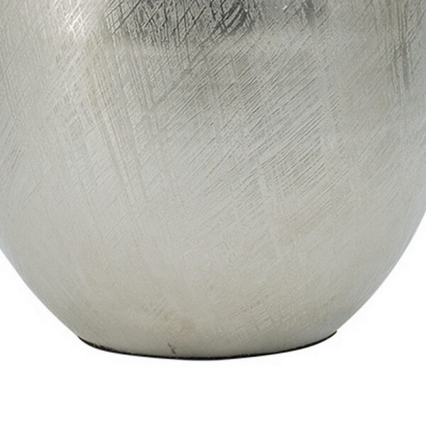 Pansy 14 Inch Modern Vase, Metal, Tall Curved Shape, Bottleneck, Silver