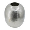 Chan 13 Inch Modern Metal Vase, Curved Round Shape, Metallic Silver Finish