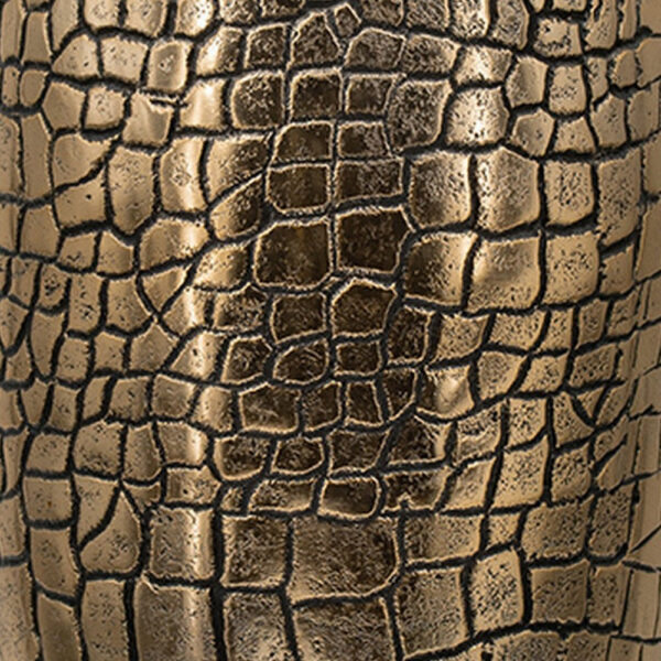 15 Inch Aluminum Urn, Lidded Top, Hammered Texture, Antique Gold Finish